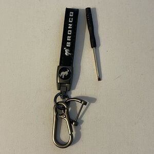 Bronco Key Fob Keychain in Black Leather NWT